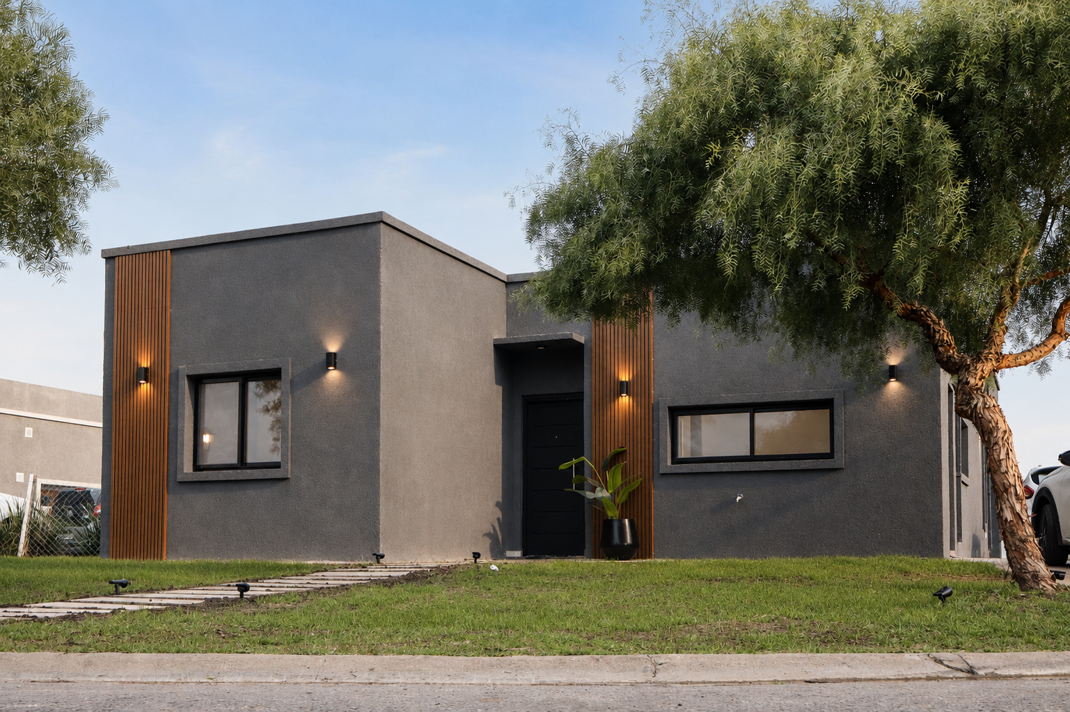 Frente de una vivienda terminada por FN Desarrollos